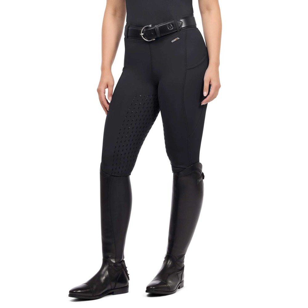 Kerrits Women XL Black Performance Riding Tights Silicone Grip Pockets Leggings